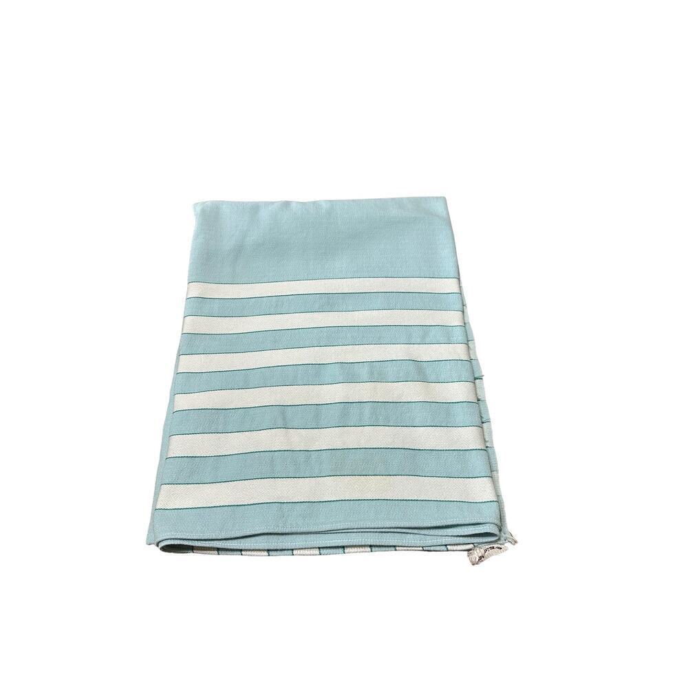 Vintage Simtex blue green and white tablecloth